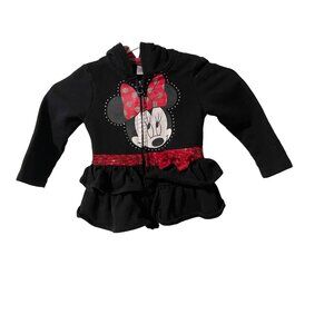 Disney Minnie Mouse Size 24 Months Girls Black & Red Hooded Jacket #Q-5-7-10